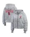 Wear By Erin Andrews Women's Heather Gray St. Louis Cardinals Speckled Fleece Cropped Full-zip Hoodie In Heather Gray