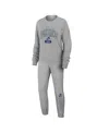 Wear By Erin Andrews Women's Heather Gray Tampa Bay Lightning Knit Long Sleeve Tri-blend T-shirt, Pants And Sleep Set In Heather Gray