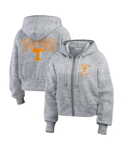 Wear By Erin Andrews Women's Heather Gray Tennessee Volunteers Wear Speckle Double-hit Raglan Full-zip Hoodie