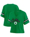 Wear By Erin Andrews Women's Kelly Green Boston Celtics Plus Size Color Block Boxy V-neck T-shirt In Kelly Green
