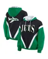 Wear By Erin Andrews Women's Kelly Green/black New York Jets Retro Crinkle Full-zip Hoodie Windbreaker Jacket In Multi