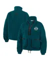 Wear By Erin Andrews Women's Midnight Green Philadelphia Eagles Polar Fleece Half-zip Jacket In Midnight Green