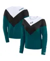 Wear By Erin Andrews Women's Midnight Green/black Philadelphia Eagles Plus Size Chevron Tri-blend Long Sleeve T-shirt In Midnight Green,black