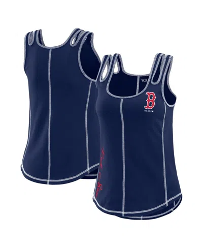 Wear By Erin Andrews Women's Navy Boston Red Sox Contrast Stitch Tank Top In Blue