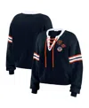 Wear By Erin Andrews Women's Navy Chicago Bears Lace-up Sweater In Navy