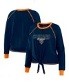 Wear By Erin Andrews Women's Navy Chicago Bears Tie-front Long Sleeve T-shirt In Navy