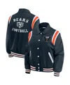 Wear By Erin Andrews Women's Navy Chicago Bears Varsity Lightweight Full-snap Jacket In Green