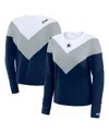 Wear By Erin Andrews Women's Navy Dallas Cowboys Plus Size Chevron Tri-blend Long Sleeve T-shirt In Blue