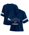 Wear By Erin Andrews Women's Navy Dallas Cowboys Plus Size Color Block Boxy T-shirt In Blue
