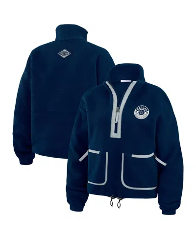 Wear By Erin Andrews Women's Navy Dallas Cowboys Polar Fleece Half-zip Jacket In Blue