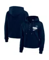 Wear By Erin Andrews Women's Navy Dallas Cowboys Waffle-knit Pullover Hoodie In Navy