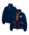 Wear By Erin Andrews Women's Navy Denver Broncos Polar Fleece Half-zip Jacket In Blue