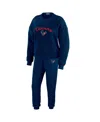 Wear By Erin Andrews Women's Navy Houston Texans Knitted Tri-blend Long Sleeve T-shirt Pants Lounge Set In Navy