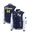 Wear By Erin Andrews Women's Navy Michigan Wolverines Varsity Puffer Jacket In Blue