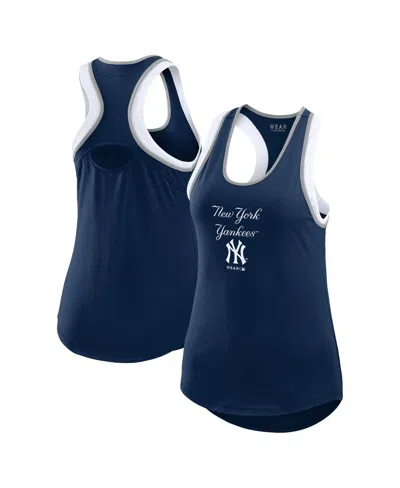 Wear By Erin Andrews Women's Navy New York Yankees Colorblock Racerback Tank Top