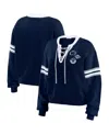 Wear By Erin Andrews Women's Navy Penn State Nittany Lions Lace-up Pullover Sweater In Navy