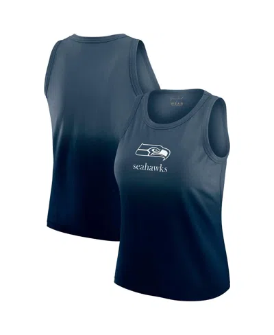Wear By Erin Andrews Women's Navy Seattle Seahawks Ombre Tank Top In Blue