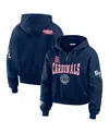 Wear By Erin Andrews Women's Navy St. Louis Cardinals Patch Quarter-zip Hoodie In Navy