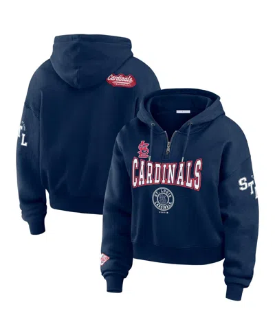 Wear By Erin Andrews Women's Navy St. Louis Cardinals Patch Quarter-zip Hoodie