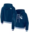 Wear By Erin Andrews Blue Seattle Kraken Lace-up Pullover Hoodie In Navy