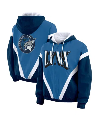 Wear By Erin Andrews Women's Navy/blue Minnesota Lynx Color Block Full-zip Windbreaker Jacket