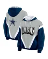Wear By Erin Andrews Women's Navy/gray Dallas Cowboys Plus Size Retro Crinkle Full-zip Windbreaker Jacket In Blue