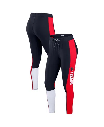 Wear By Erin Andrews Women's Navy/red Houston Texans Color-block Leggings In Navy,red