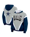 Wear By Erin Andrews Women's Navy/silver Dallas Cowboys Retro Crinkle Full-zip Hoodie Windbreaker Jacket In White