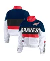 Wear By Erin Andrews Women's Navy/white Atlanta Braves Racing Full-zip Jacket In Multi