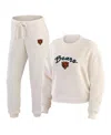 Wear By Erin Andrews Women's Oatmeal Chicago Bears Plus Size Rib-knit Long Sleeve T-shirt And Pants Lounge Set In Oatmeal