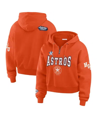 Wear By Erin Andrews Women's Orange Houston Astros Patch Quarter-zip Hoodie