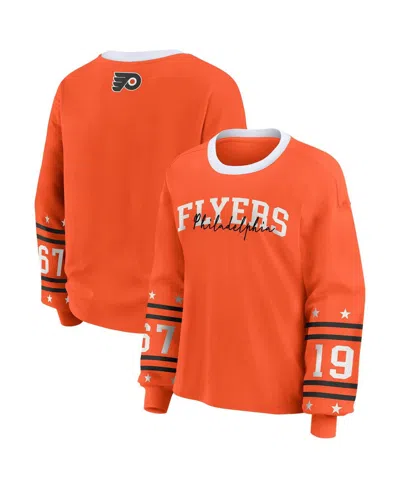 Wear By Erin Andrews Women's Orange Philadelphia Flyers Long-sleeve Sport T-shirt