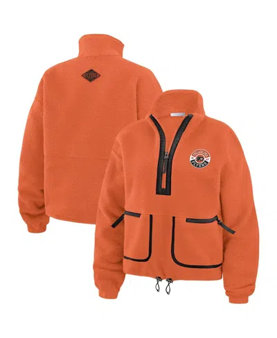 Wear By Erin Andrews Women's Orange Philadelphia Flyers Polar Fleece Half-zip Jacket