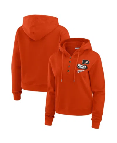 Wear By Erin Andrews Women's Orange Philadelphia Flyers Waffle-knit Pullover Hoodie