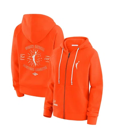 Wear By Erin Andrews Women's Orange Wnba Vintage Full-zip Hoodie In Red