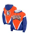 Wear By Erin Andrews Women's Orange/royal Denver Broncos Plus Size Retro Crinkle Full-zip Windbreaker Jacket In Multi