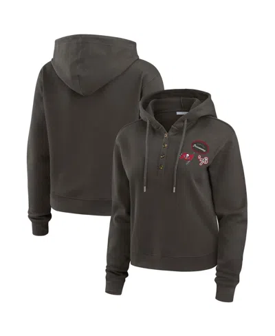 Wear By Erin Andrews Women's Pewter Tampa Bay Buccaneers Waffle Hoodie Pullover Top In Animal Print