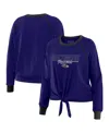 Wear By Erin Andrews Women's Purple Baltimore Ravens Tie-front Long Sleeve T-shirt In Purple