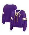 Wear By Erin Andrews Women's Purple Minnesota Vikings Lace-up Sweater In Purple