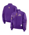 Wear By Erin Andrews Women's Purple Minnesota Vikings Patch Full-zip Bomber Jacket In Purple