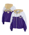 Wear By Erin Andrews Women's Purple Washington Huskies Color-block Full-zip Hoodie In Purple