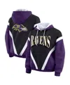 Wear By Erin Andrews Women's Purple/black Baltimore Ravens Retro Crinkle Full-zip Hoodie Windbreaker In Blue
