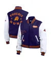 Wear By Erin Andrews Women's Purple/white Phoenix Suns Cropped Varsity Full-zip Jacket In Purple,white
