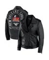 Wear By Erin Andrews Women's Rebecca Minkoff X Black Super Bowl Lix Fanatics Exclusive Tabitha Oversized Leather Asymmetr In Black