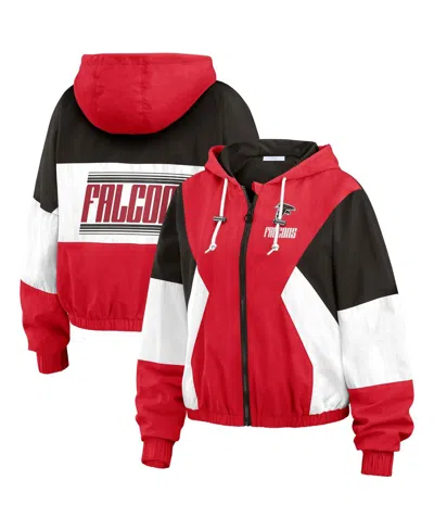 Wear By Erin Andrews Women's Red Atlanta Falcons Color Block Full-zip Windbreaker Jacket In Red,black