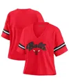Wear By Erin Andrews Women's Red Chicago Bulls Plus Size Color Block Boxy V-neck T-shirt In Red