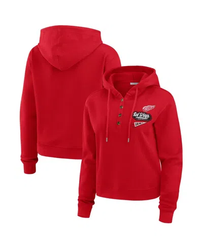 Wear By Erin Andrews Women's Red Detroit Red Wings Waffle-knit Pullover Hoodie