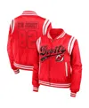 Wear By Erin Andrews Women's Red New Jersey Devils Baller Full-zip Bomber Jacket In Red