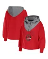 Wear By Erin Andrews Red Toronto Raptors Pieced Quarter-zip Hoodie Jacket In Red