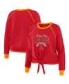 Wear By Erin Andrews Red/orange Tampa Bay Buccaneers Plus Size Tie-front Long Sleeve Top In Red